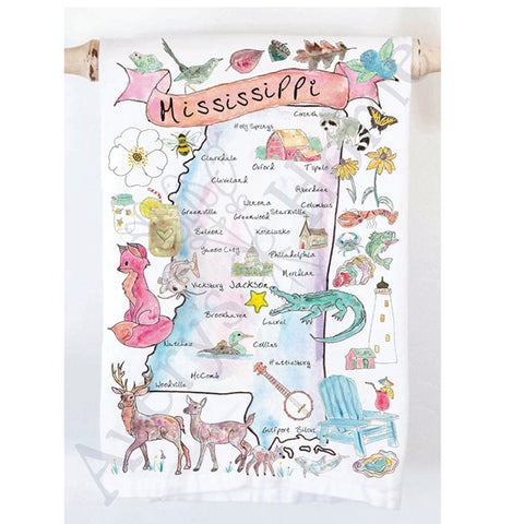 Mississippi State Map Kitchen Towel