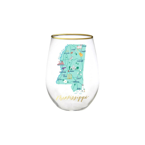 Mississippi Stemless Wine Glass