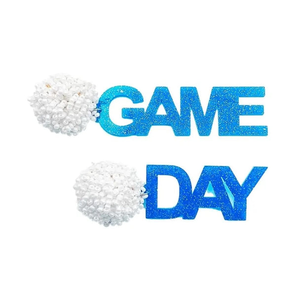 Game Day Blue Glitter Earrings