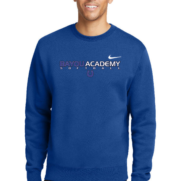 BA Softball Wordmark Nike Club Fleece Crewneck