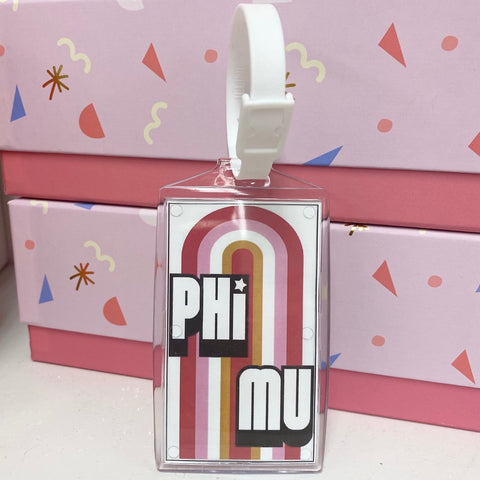 Phi Mu Rainbow Acrylic Luggage Tag