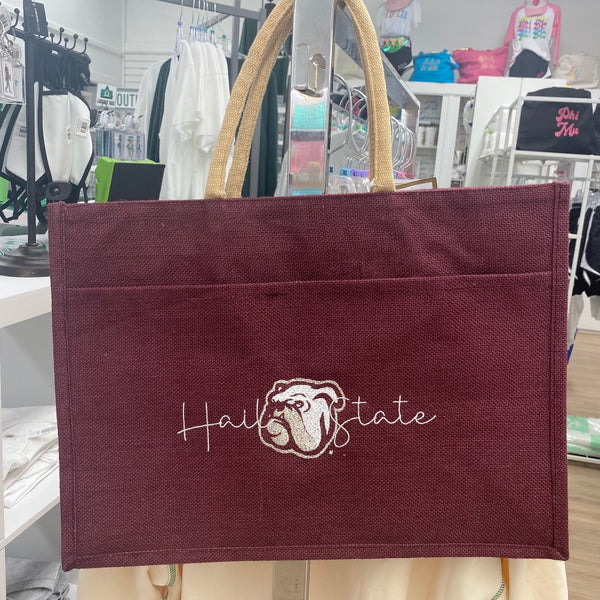 Hail State Jute Pocket Tote