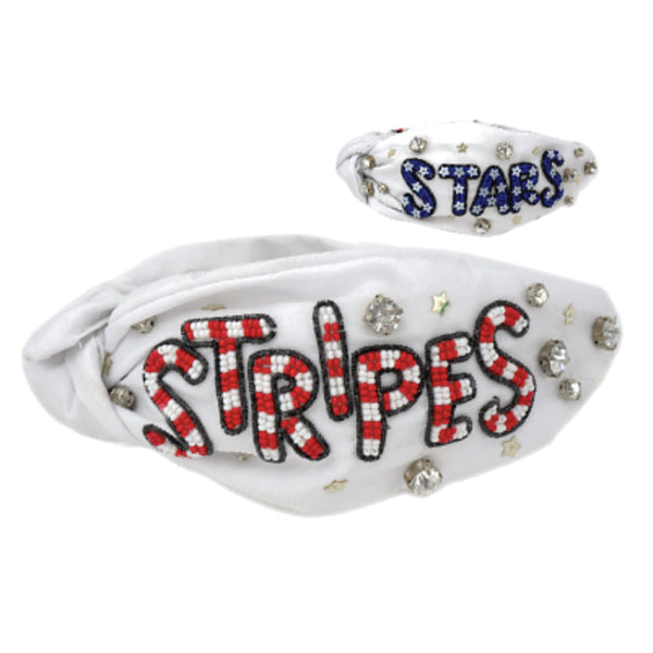 STARS AND STRIPES Crystal Bead Knotted Headband