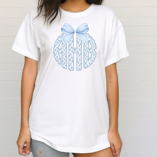 Blue Floral Toile Custom Tee