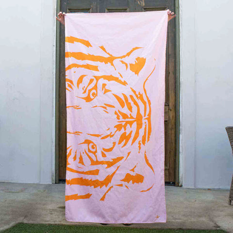Eye of the Tiger Microfiber Beach Towel: Pink
