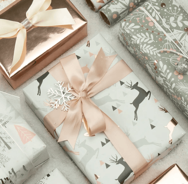 Pink and gold online christmas wrapping paper