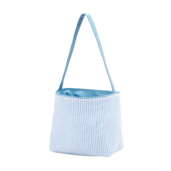 Blue Seersucker Basket