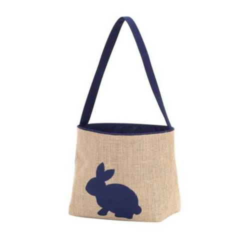Burlap Bunny Bucket Navy