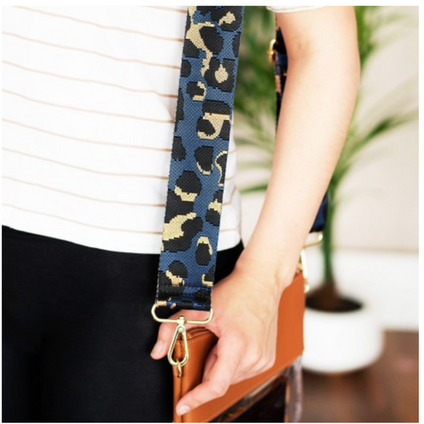 Navy Leopard Crossbody Strap