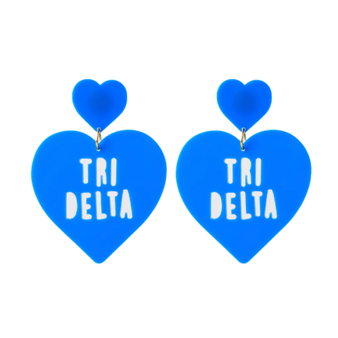 Tri Delta Sweet Heart Earrings