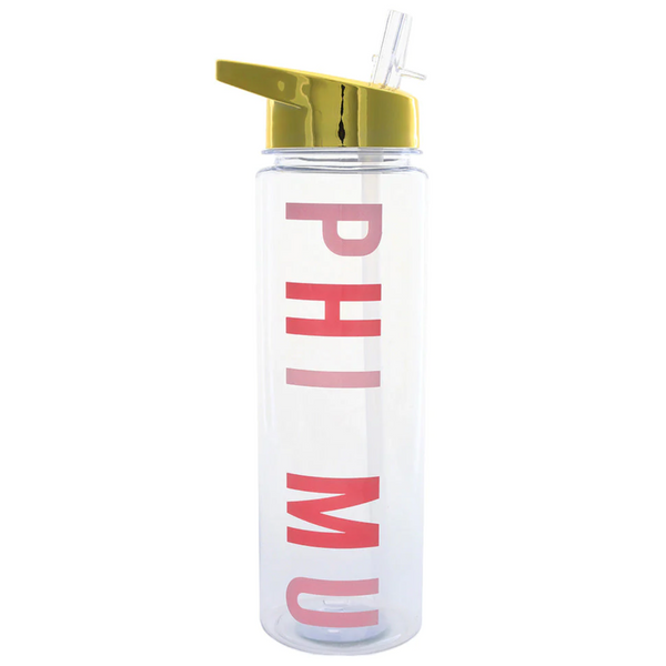 Phi Mu Gold Lid Water Bottle