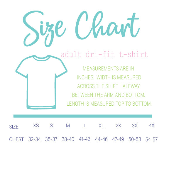 Dri fit sales shirts size chart