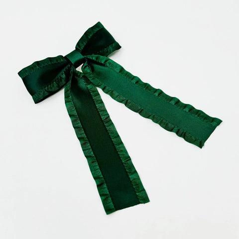 Love Game Green Frill Hair Bow Clip