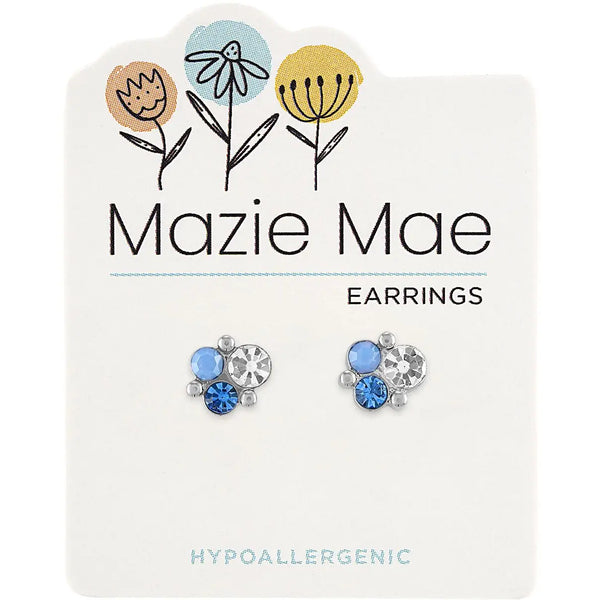 Hypoallergenic Silver Air Blue Opal Cluster Studs