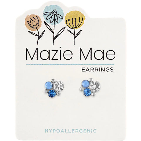 Hypoallergenic Silver Air Blue Opal Cluster Studs
