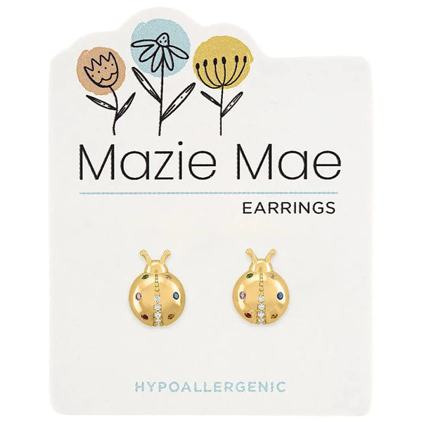 Hypoallergenic Gold Ladybug Studs