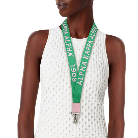 AKA Green Canvas Lanyard