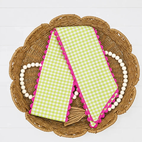 55" Green and Pink Ric Rac Wreath Sash