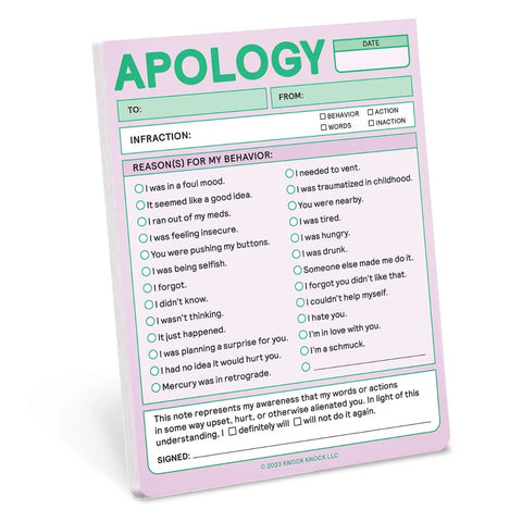Apology Nifty Note Pad