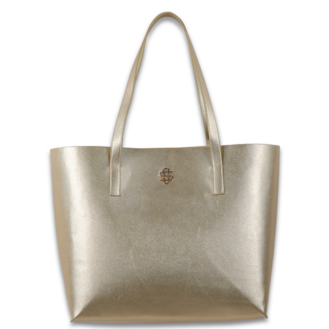 Simply Southern® Vegan Leather Tote: Gold
