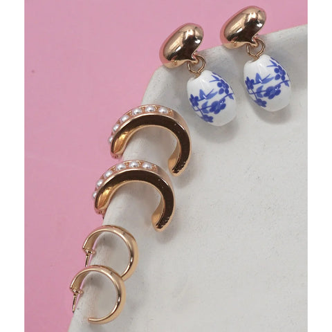 Blue Ceramic Porcelain Trio