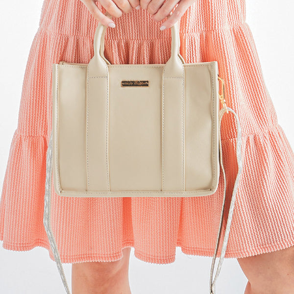 Leather Crossbody: Cream