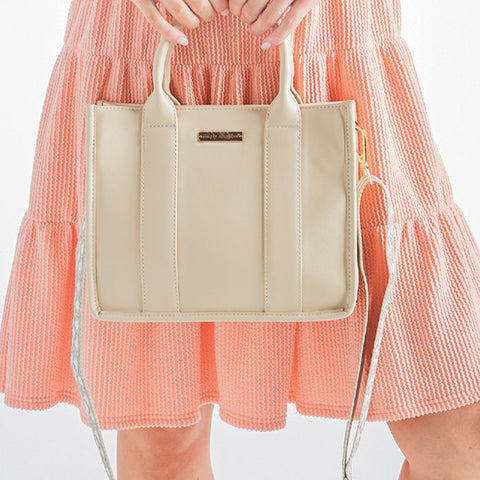 Leather Crossbody: Cream