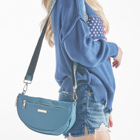 Charleston Leather Crossbody: Azur