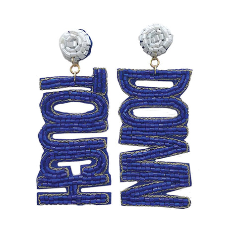 Beaded Touchdown Earrings-Blue