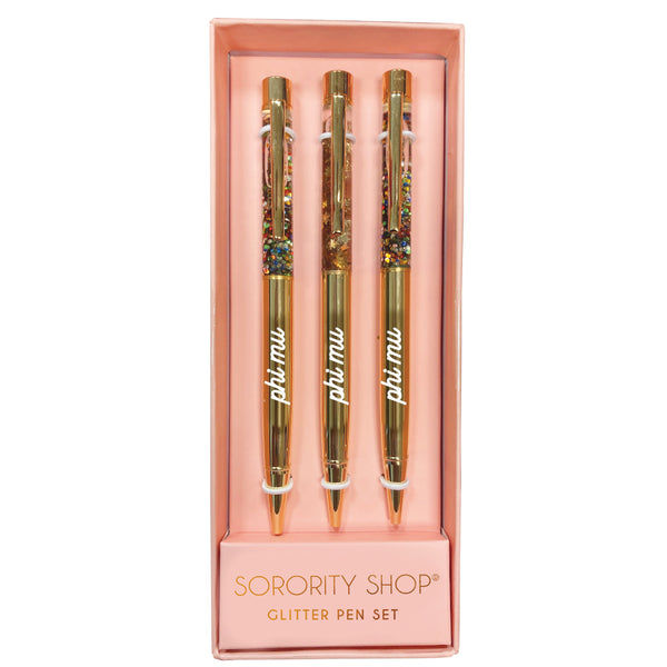 Phi Mu Glitter Pen Set