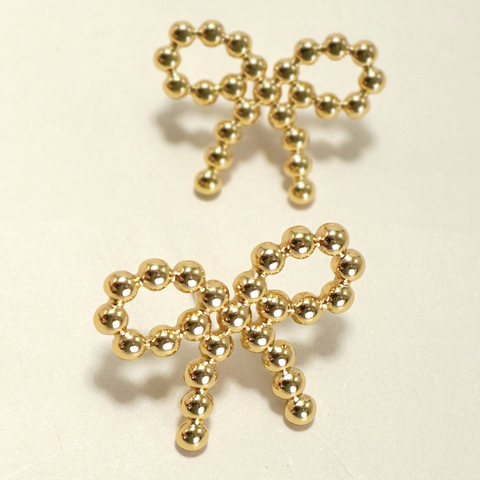 18K Stainless Gold Bow Stud