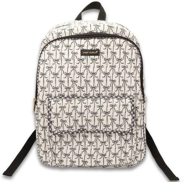 Simply Southern® Quilted Backpack: Black Bow
