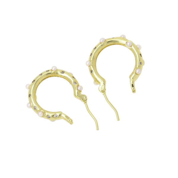 Gold Pearl Hoops