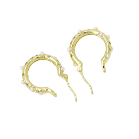 Gold Pearl Hoops