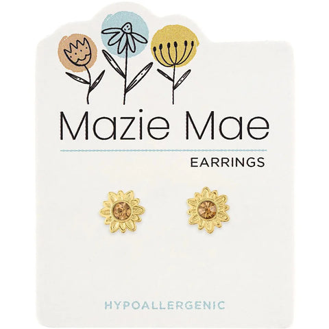Hypoallergenic Gold Sunflower Studs
