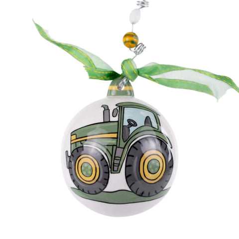 Green Tractor and Hay Ornament