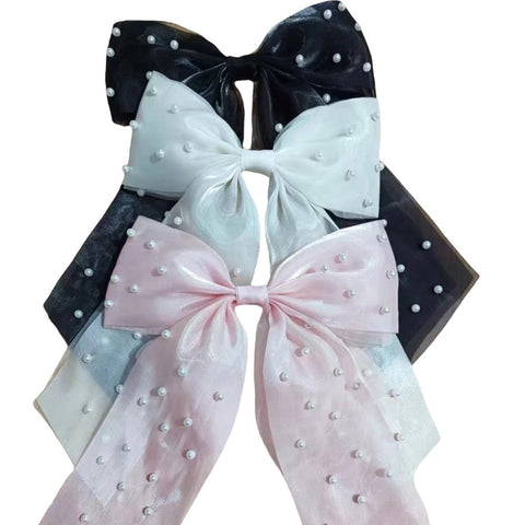 Chiffon and Pearl Hair Bows