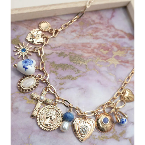 Porcelain Hearts Charm Necklace