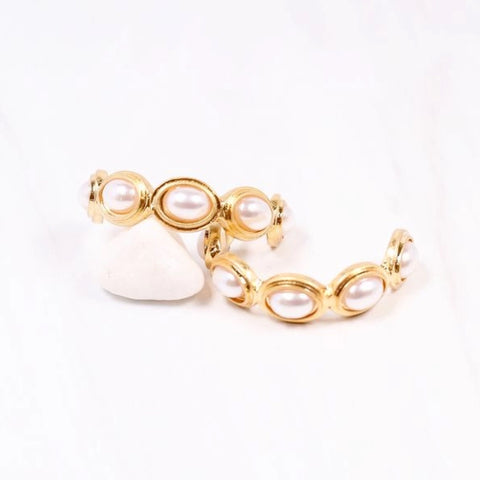 Dalma Pearl Hoop Earrings