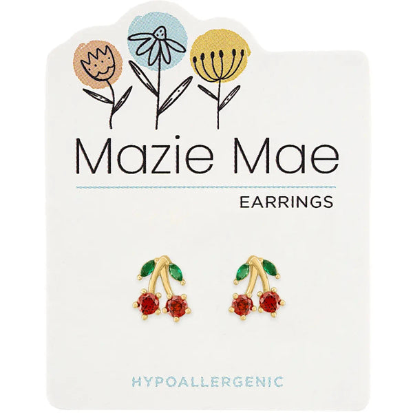 Hypoallergenic Gold Cherry Studs