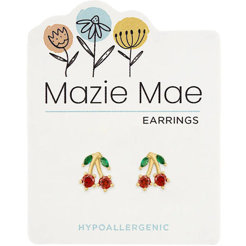 Hypoallergenic Gold Cherry Studs