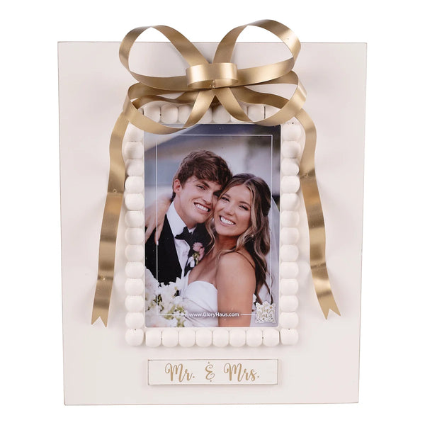 Mr. & Mrs. Gold Bow Picture Frame