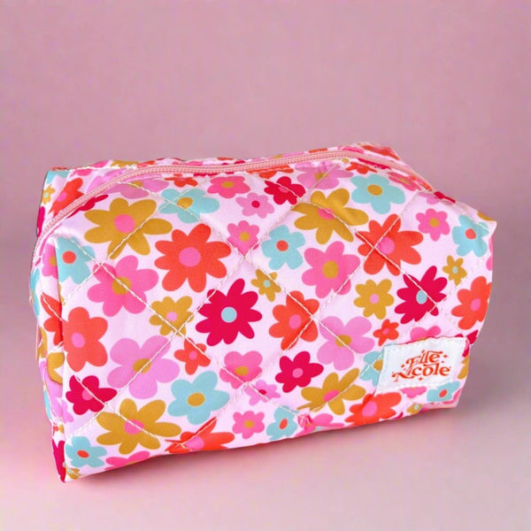 Retro Florals Quilted Cosmetic Bag