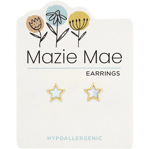 Hypoallergenic Gold Mother Of Pear Star Studs