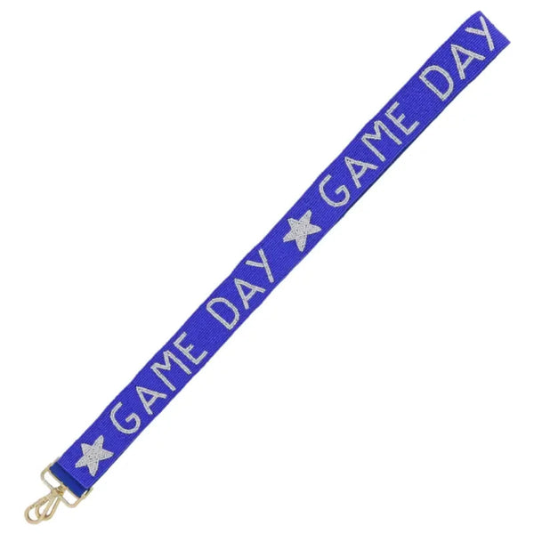 Blue & White Game Day II Beaded Purse Strap