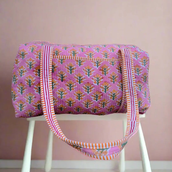 Evelyn Pink Print Duffle