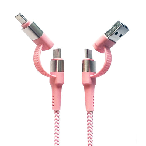 Two Faced 6' Woven Cable: Pink
