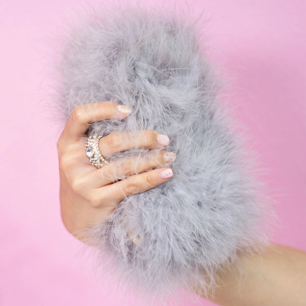 Grey Feather Boa Clutch