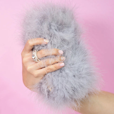 Grey Feather Boa Clutch