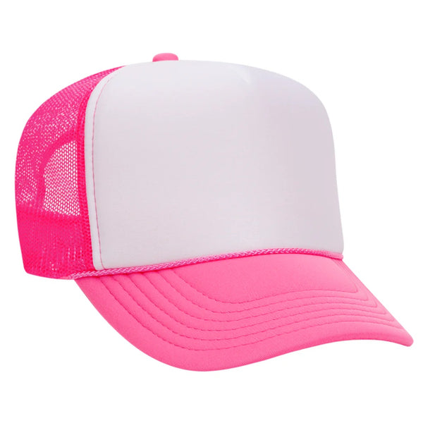 Neon Pink & White Trucker Cap